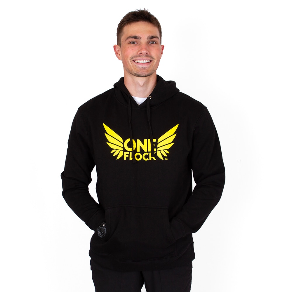One Flock, McKenzie SewOn, Black, Hoodie, Cotton Blend, Men, Unisex, Football, Fleece, One Flock design, Pullover, Sweatshirt, 963805